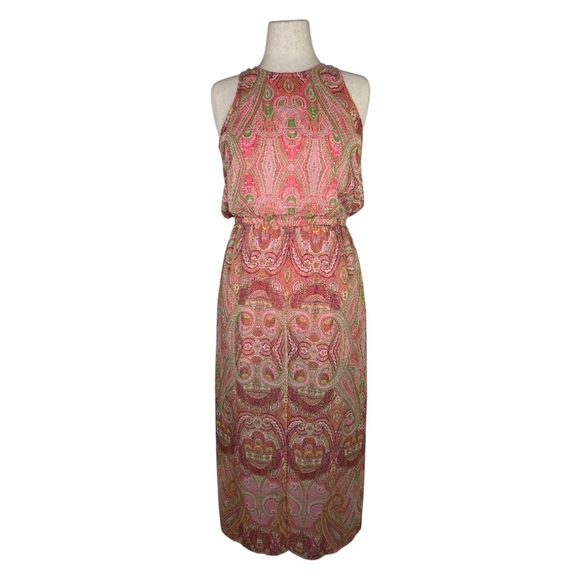 New York & Company Dresses & Skirts - New York & Company Paisley Halter Maxi Dress Pink Boho Summer Size Medium